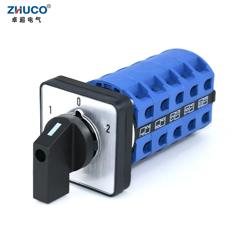 

ZHUCO SZW26/LW26-25 5 Phase Electric Rotary Knob Selector Cam Changeover Switch 3 Positions 20 Terminals 660V 25A 48x48 Mm Panel