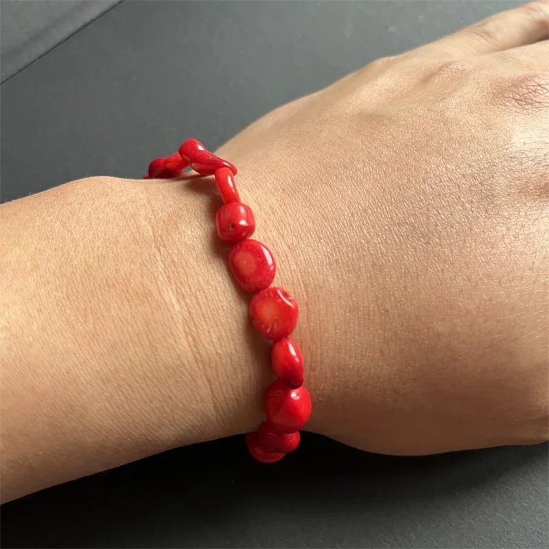 Hot Sale Irregular Nugget Red Coral Bracelet Genuine Natural Stone Exquisite Gemstone Friendship Lovers Fashion Jewelry Gift