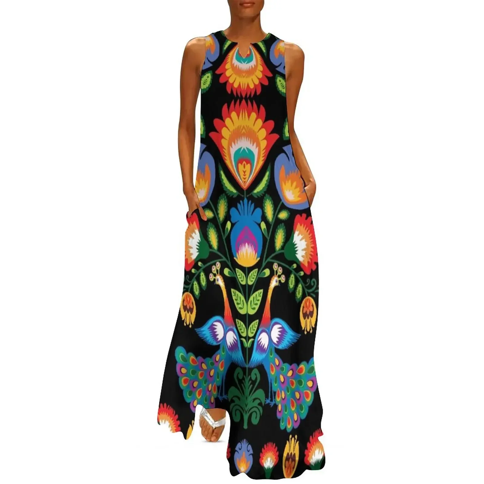 

One more folklore composition with peacocks Long Dress Dance dresses Women long dress elegant dresses for women Dress