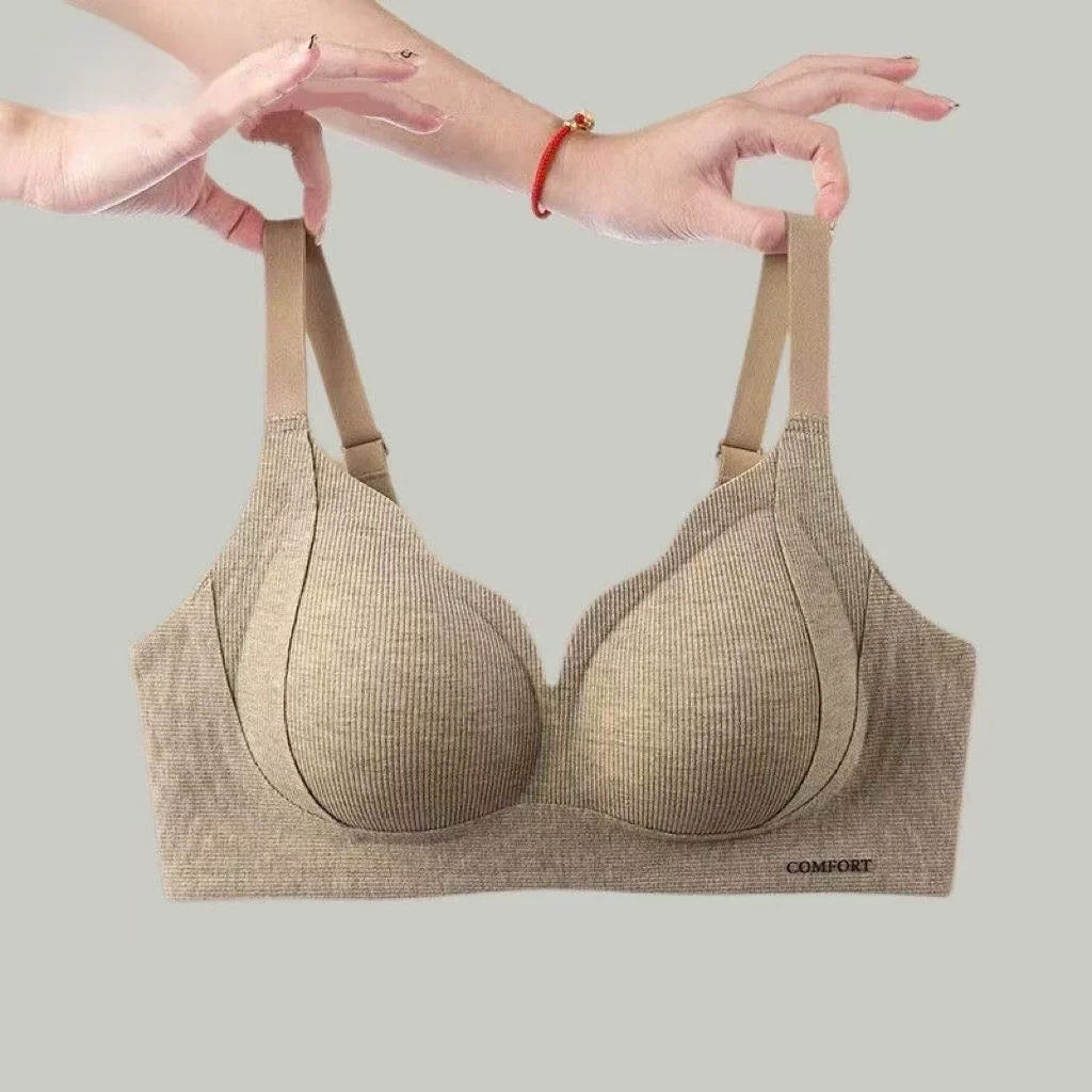 女性のためのシームレスなウールのサーマルアンダーウェア,ブラ,リフト,小さな胸,秋と冬