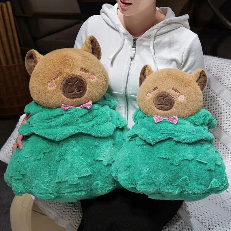 ตุ๊กตาคาปิบาร่าน่ารัก ต้นคริสต์มาส ของเล่นตุ๊กตาขนนุ่ม หมอนนุ่มสบาย ตกแต่งห้อง โซฟา ตุ๊กตาน่ารัก ของขวัญคริสต์มาส