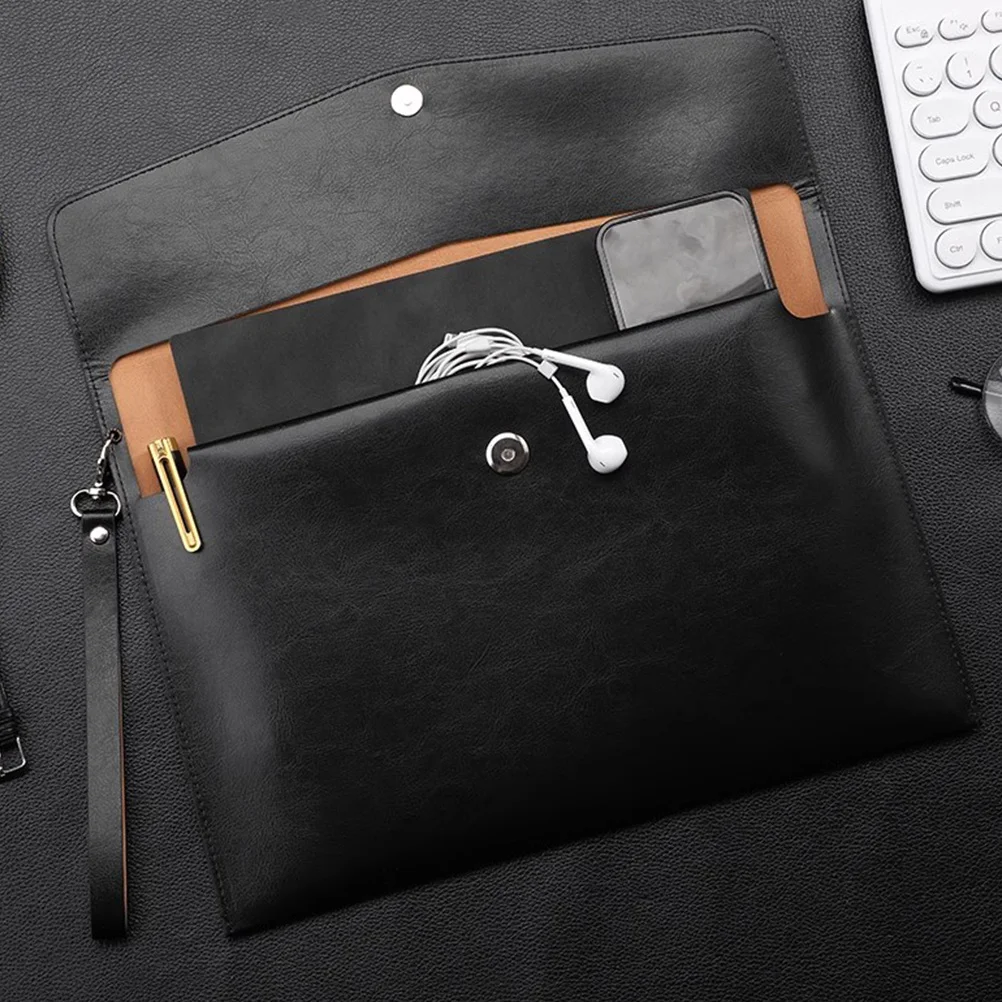 A4 Document File Organizer PU Folder Waterproof Stylish Portable Business Office Use Document Pouch PU Folder