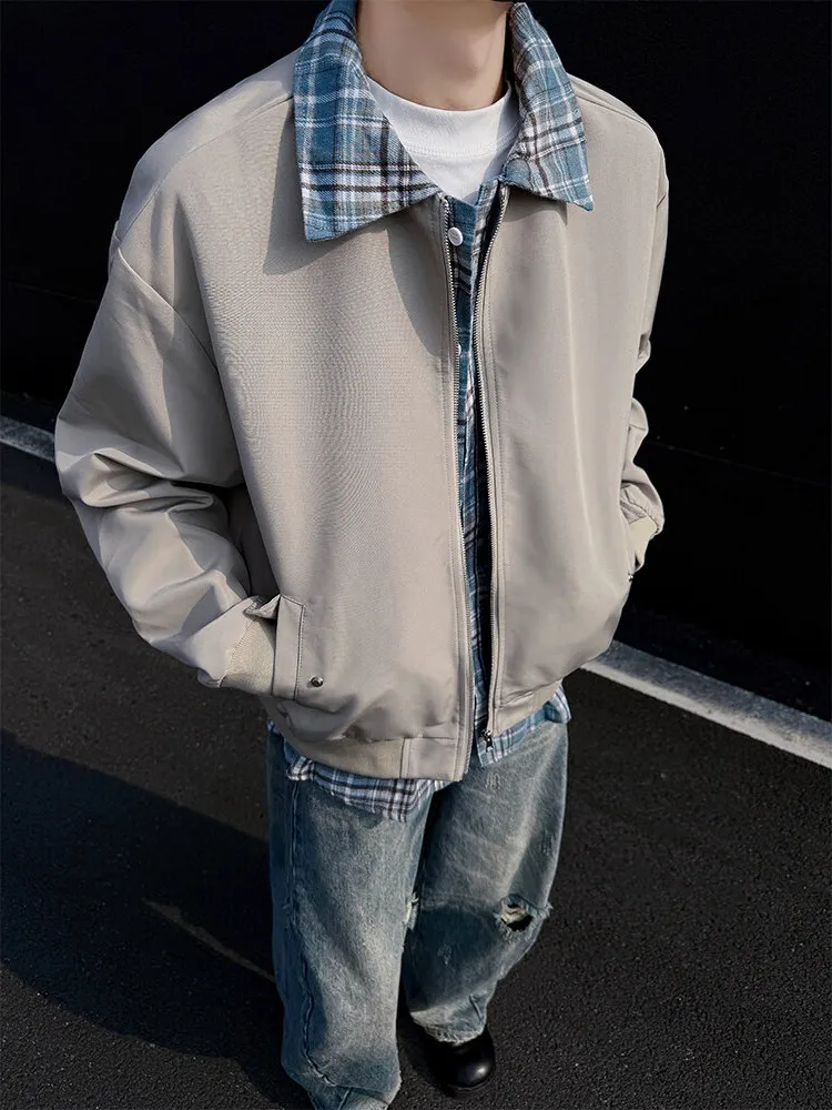 

Мужская куртка свободного кроя, весна-осень, новая, с цветными вставками, имитация двухслойной конструкции, молодежная, из полиэфирного волокна, с длинными рукавами