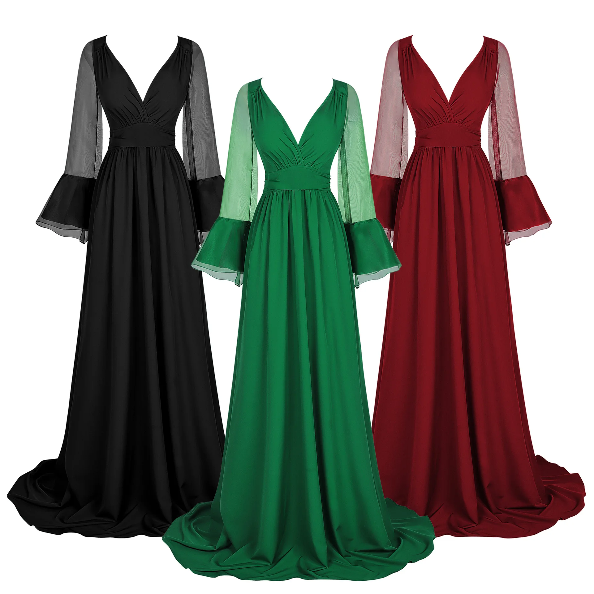 

European and American Women's V Neck Medieval French Dress Renaissance Victorian Court Waist Cinching Mop Dress Halloween Party