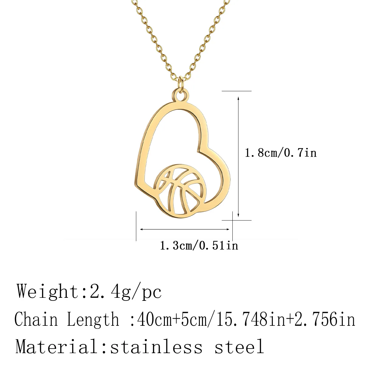 Kinitial Fashion Volleyball Heart Pendant Necklace For Woman Girls Heart Sports Chain Necklaces Stainless Steel Jewelry Gift
