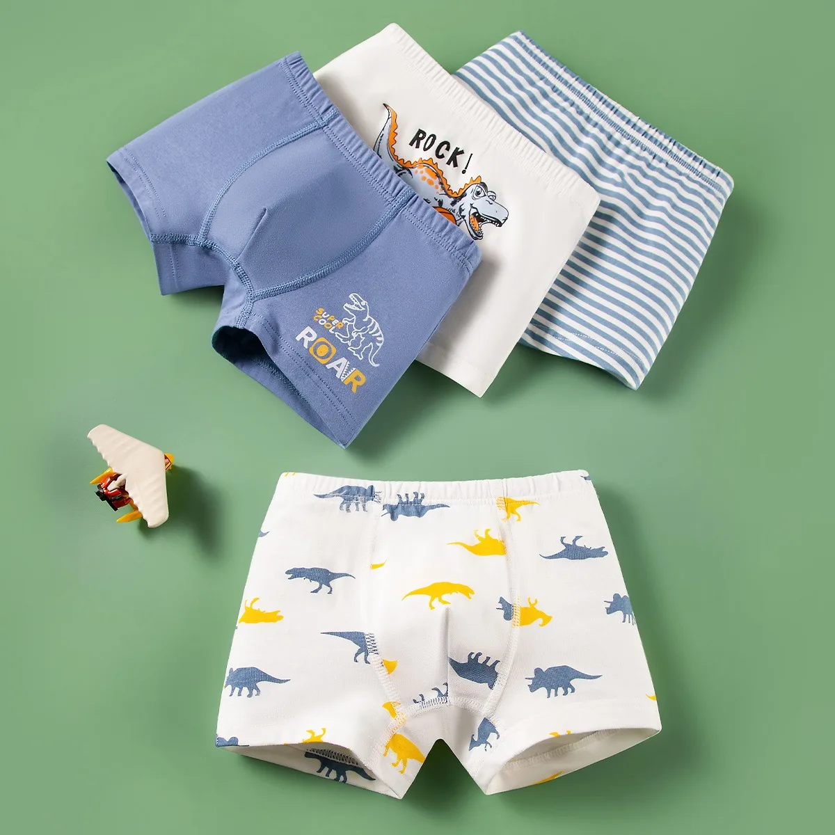 

Dinosaur Toddler Boxer Briefs Cotton Boys Underwear Kids Training Boyshorts Cute Underpants Size 3-12 Years Pack of 4