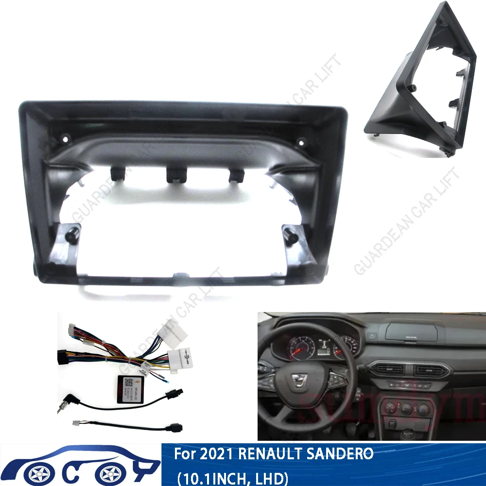 

Автомобильный радиоприемник для RENAULT SANDERO 2021, 10,1 дюйма, LHD) Android стерео плеер с рамкой 2 Din, панель головного устройства, отделка приборной панели с кабелем