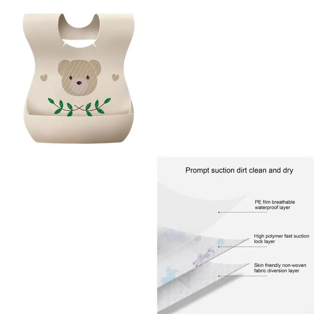 50pcs Baby Bib Bear Pattern Newborns Bib Set للبشرة الحساسة والاستخدام السهل