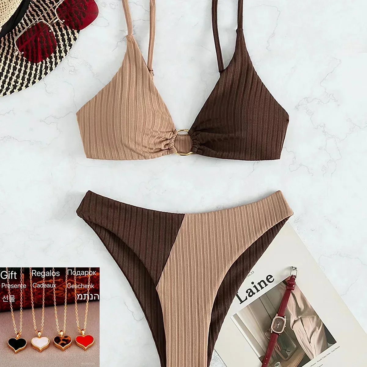 2024 Sexy Bikinis Women\'s Swimwear Push Up High Waist Swimsuits High Cut Bathing Suits Push Up Beach Bikini Set Female Biquini