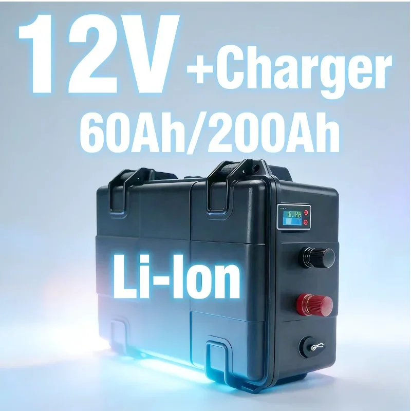 12V 60/200Ah Li-ion Battery + Charger Included | Max Performance for Off-Grid Devices