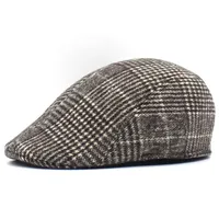 Fashion Men's Thick Warm Cap Berets British Western Style Classic Plaid Gentleman Taxi Driver Newsboy Hat Casual Men Beret