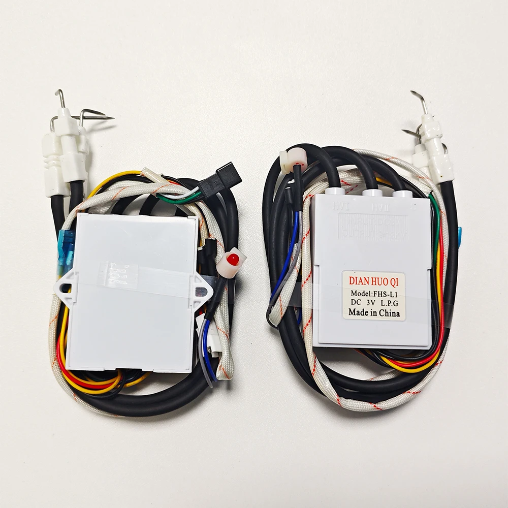 2 PCs Total 14 Wires DC 3V Gas Stove Double Ignition with Temperature Control and Display Pulse Igniter Water Heater Accessory