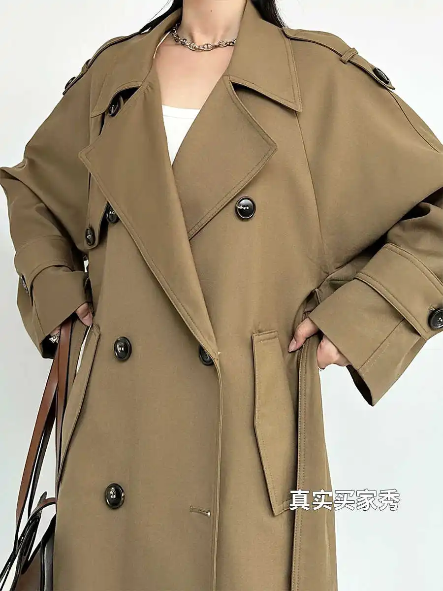 British Style Fashionable Trench Coat For Women In Autumn And Winter, With A High-End And Loose Mid Length Coat