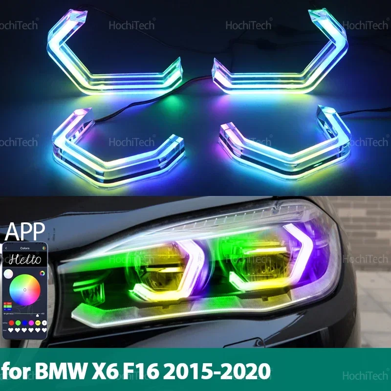 

For BMW X6 F16 2015-2019 Sequential APP Remote control M4 style Muti-colored modes Angel Eyes Ring LED Turn signal