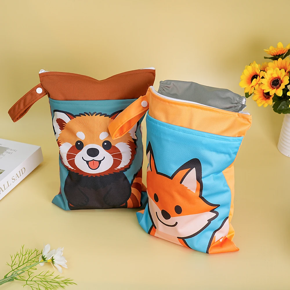 Babyshow 1 x waschbarer Nass-Trockenbeutel, Wetbag für Babywindeln, wasserdichte, wiederverwendbare Wickeltasche mit zwei Reißverschlüssen, 25 cm x 35 cm – Detail 8