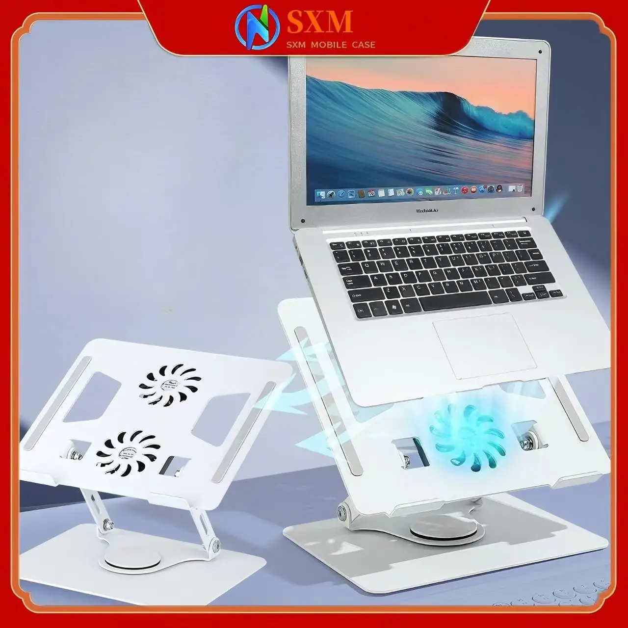 

Поворотный вентилятор для ноутбука и планшета из алюминиевого сплава, подставка для компьютера, подъем и рассеивание тепла, настольное усиление, полки для чтения