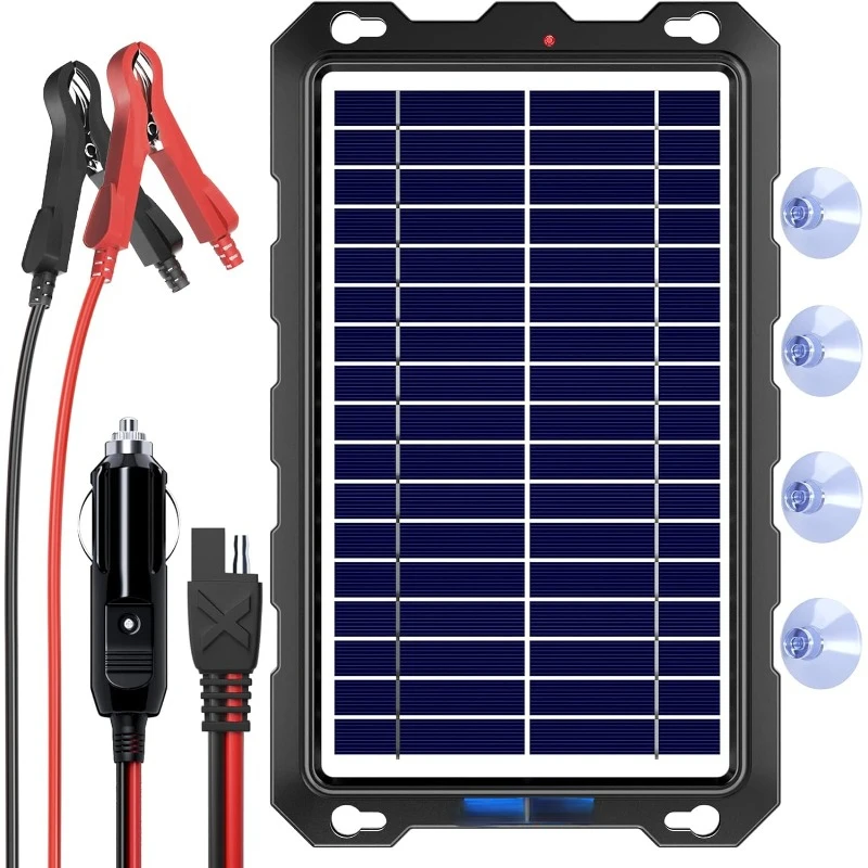 Upgraded 7.5W-Solar-Battery-Trickle-Charger-Maintainer-12V Portable Waterproof Solar Panel Trickle Charging Kit for Car