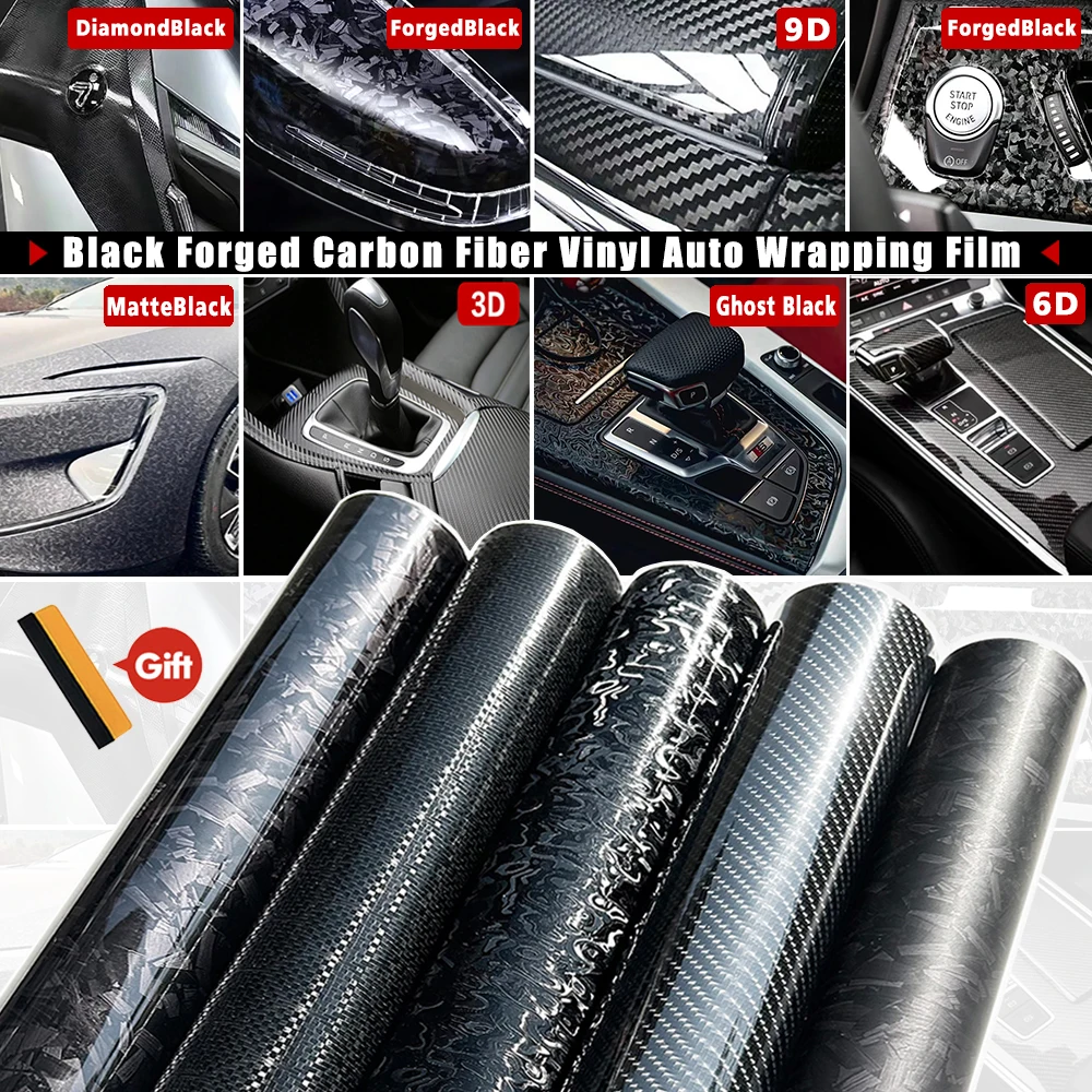 Vinil Adesivo de Fibra de Carbono Forjado Preto Cosmic Hex Diamond Ghost para Envelopamento Automotivo e Adesivos Internos e Externos de Carros e Motocicletas