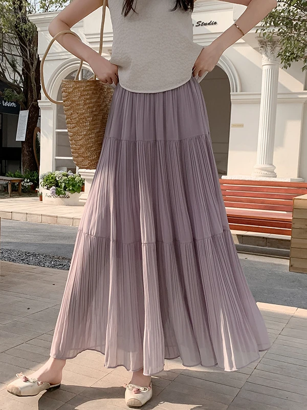 

Gentle Korean Sle f Skirt Women's A-Line Pleated Gauze Skirt Spring 2026 New Arrival Beautiful Ele Fene