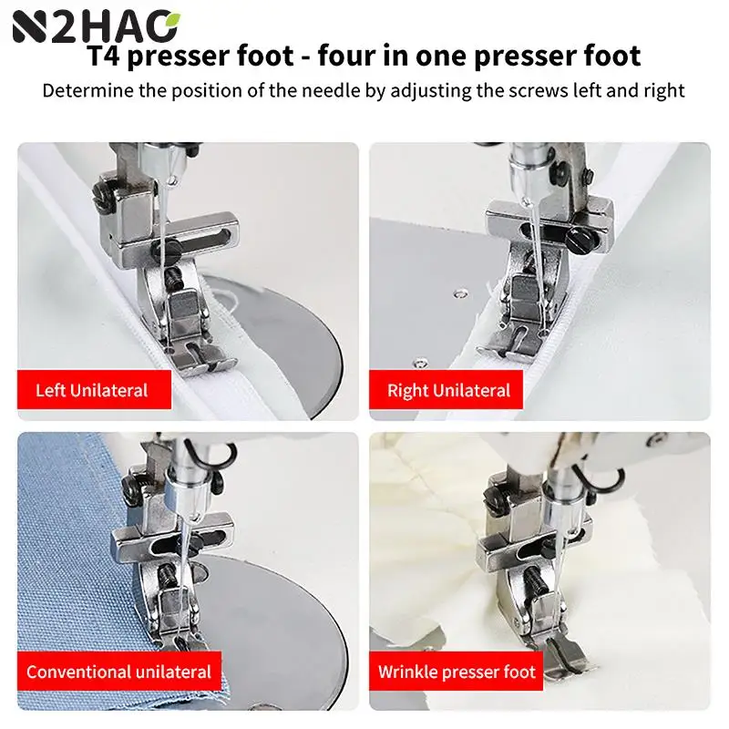 Multifuncional Presser Foot para Lockstitch Machine, Industrial Zipper Foot, Acessórios regulares, T4, 1Pc