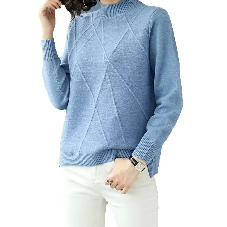 Knitting Woman Clothing New Half Turtleneck Spring Autumn Knitwear Top Women Pullovers Sweater Casual Ladies Bottoming Crop Knit