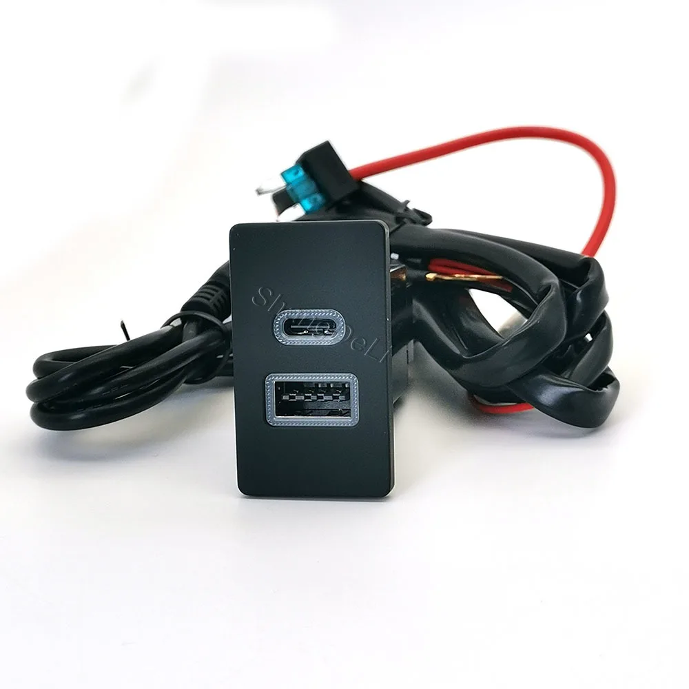 1 قطعة صالح لتويوتا كورولا LC80 سيارة المزدوج USB نوع-C PD شاحن الصوت راديو U-القرص فلاش المقبس محول الشحن