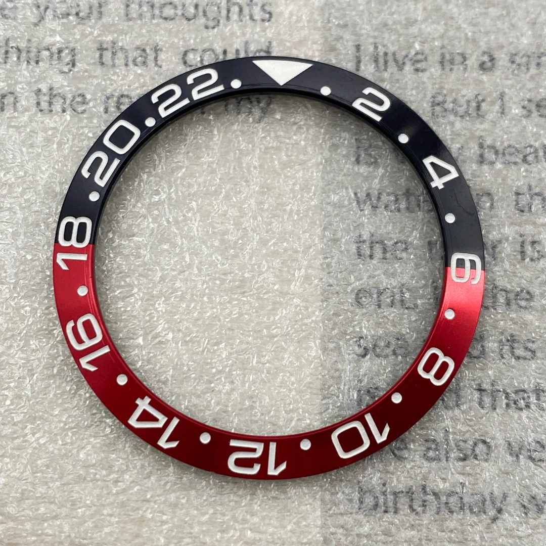 時計アクセサリーベゼル GMT カラーアルミニウムベゼル 38mm セラミックリング代替黒と緑のウォーターゴーストケース外輪