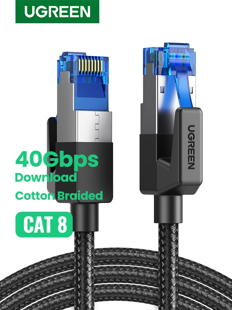 UGREEN Kabel Ethernet CAT 8 Szybki, Oplotowany, 40Gbps 2000MHz, Kabel Sieciowy LAN RJ45 Ekranowany, Do Użytku Wewnętrznego, Do Routera, PC, PS5, Modemu, Xbox — zdjęcie 2