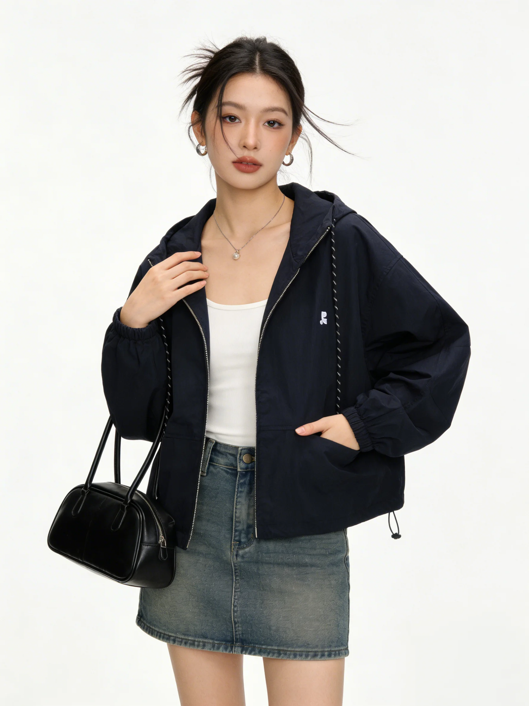 

Casual Sporty Short Style Korean Version Fleece Jacket Outerwear Spring New Vintage Loose Slimming Embroidered Jacke