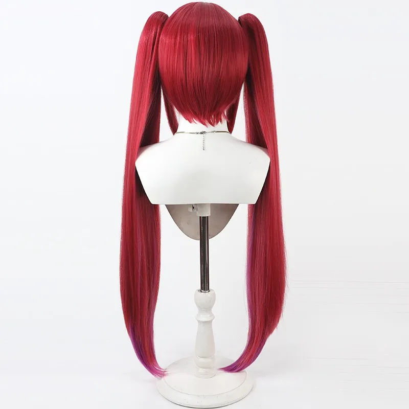 Houshou Marine Cosplay Wig Vtuber Red Purple Long Synthetic Hair Heat Resistant Halloween Role Play Party Carnival + Wig Cap view 5