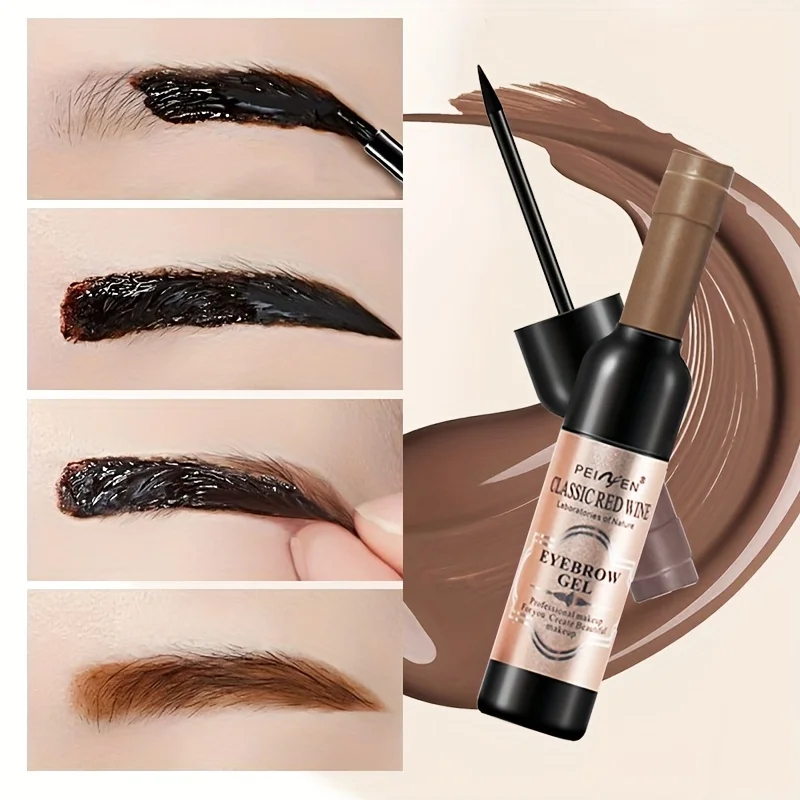 クラシックな赤ワインのアイブロウジェル：長持ち、防水、非汚れのティアオフアイブロウ染料、すべての肌タイプに適しています。