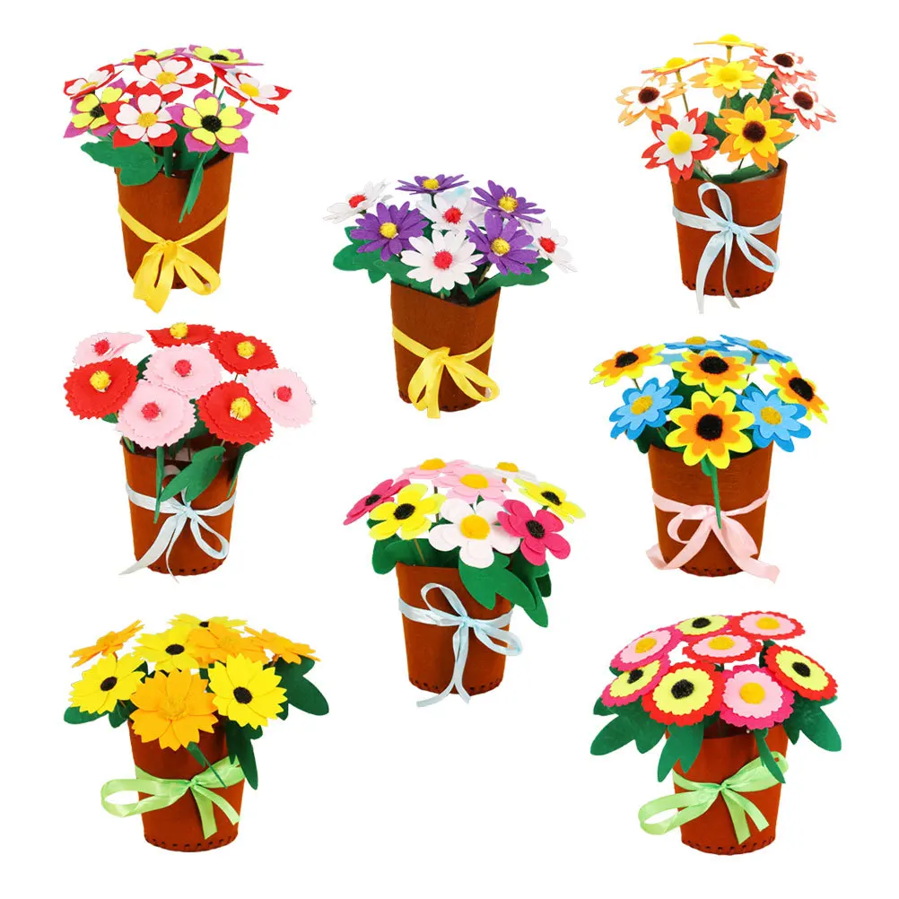 Juego de 8 piezas de Material para maceta Diy, tela de fieltro para niños y adolescentes, decoración del banquete de boda, juego de accesorios creativos no tejidos para maceta