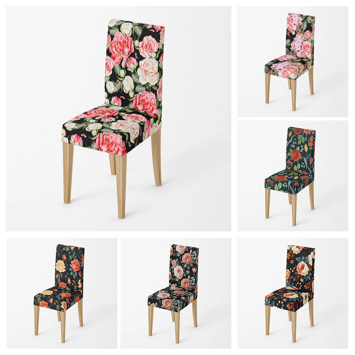 

Simple Printed One Piece Elastic Chair Cover For Home Office Dinner Room Dustproof Chair Seat Cover Home Chair Slipcover Case