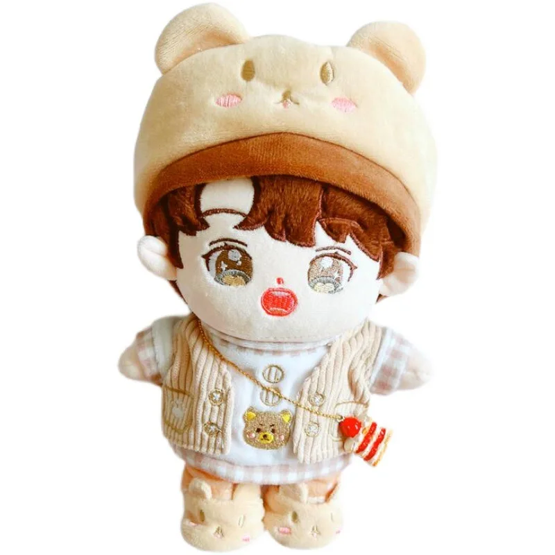 20cm Kpop Idol DIY Curls Hair Cotton Doll Sean Xiao Wang Yibo iKun Gong Jun TNT Ma Jiaqi Toys Plush Stuffed Dolls Figures Gift