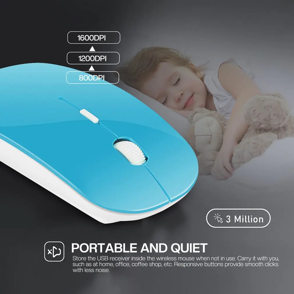New Wireless Mouse 3 Adjustable Stable DPI 2.4G Wireless Mice Receiver Portable Ultra Thin Optical Mouse For PC Laptop Notebook