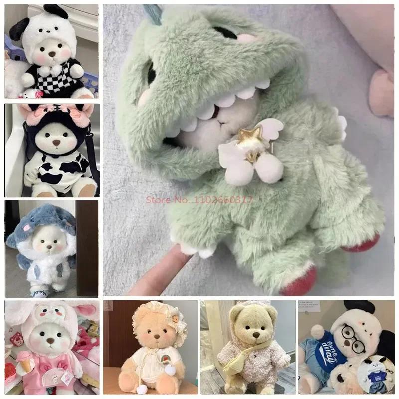 Kleding Voor 30Cm Pluche Poppen Kawaii Pluche Beer Kleding Zachte Beer Wit Bruin Comfortabel Schattig Anime Decor Sussen Speelgoed Meisje Cadeau