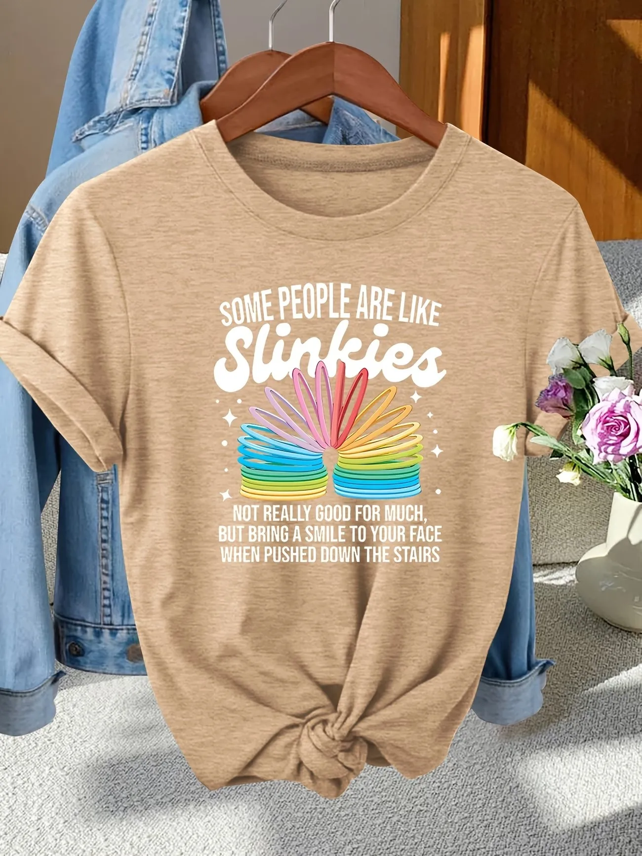 Funny Women's Cartoon Colorful Inspirational Quote Letter Print Graphic Tee T-Shirt Casual Short Sleeve Motivational Top