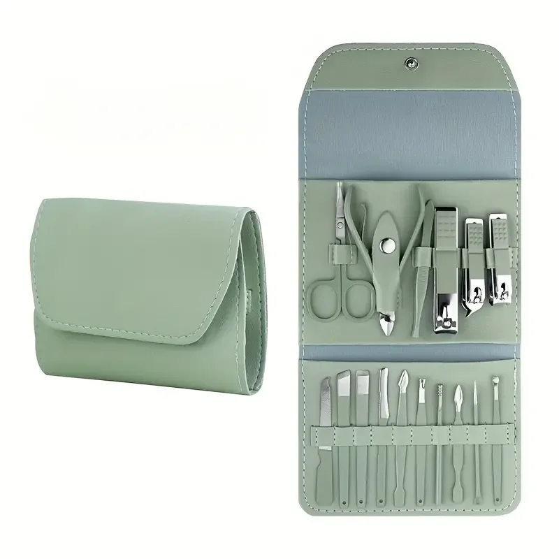 Manicure Set 16 in 1 Stainless Steel, Nail Clippers Scissors Pedicure Tools Kit - Portable Travel Grooming Kit for Men and Women