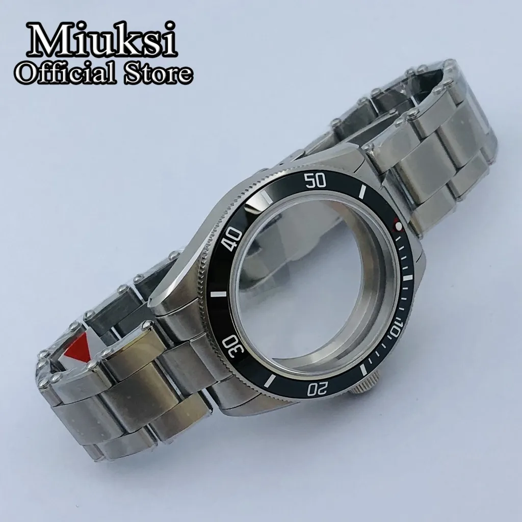 Miuksi 39mm silver sterile watch case domed sapphire glass fit NH35 NH36 NH34 NH38 NH39 NH70 ETA2824 PT5000 movement