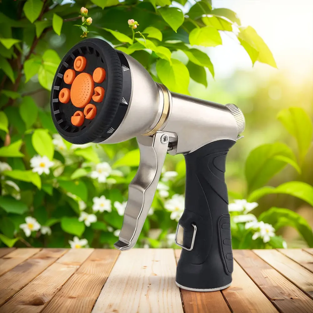 

Heavy Duty Metal Hose Nozzle 9 Adjustable Modes High Water Sprayer Irrigation Sprayer for Cleaning Watering Lawn Garden