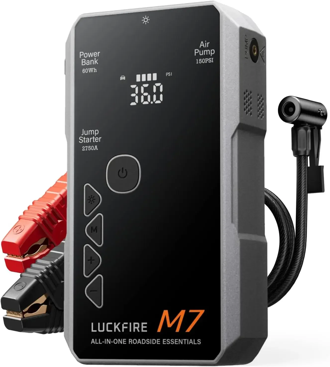 M7 SmartIgnition Jump Starter with Air Compressor, TÜV Certified 12V Car Battery Booster Pack, Portable Tire Inflator, Jump Box,