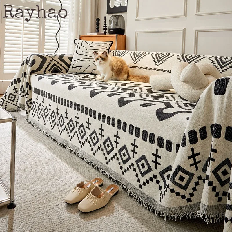 

Bohemian Full-cover Sofa Cover Four Seasons Universal Chenille Dustproof Couch Cloth Double-sided Jacquard Nap Blanket for Chair