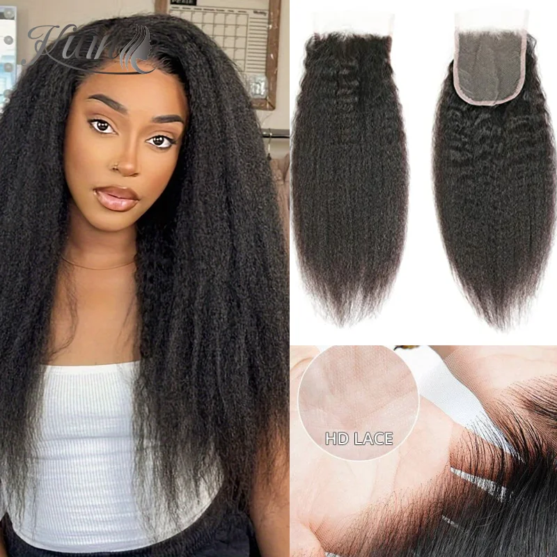 

Kinky Straight Lace Closure 13x4 13x6 HD Lace Frontal Pre Plucked 2x6 4x4 5x5 6x6 HD Lace Closure Melt Skin Human Virgin Hair