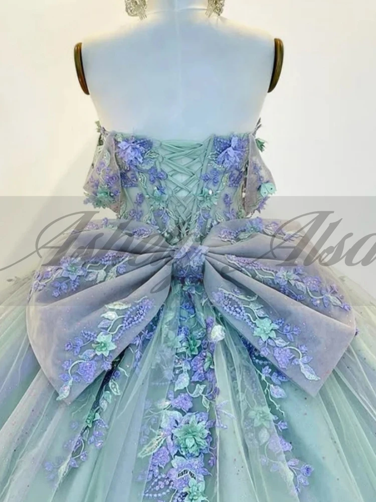 A1401 Ekskluzywne Sukienki Quinceanera dla Prawdziwej Księżniczki, Aplikacje Kwiatowe, Kokarda, Suknia Balowa, Bal Maturalny, Urodziny, Ślub 15, Personalizowane