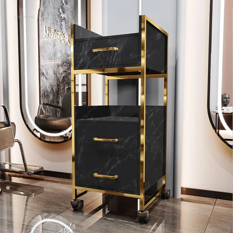 Barber Shop Werkzeugschrank Friseursalon Spezial Salon Trolleys Multifunktionales Lagerregal mit Schublade Barber Shop Hilfswagen