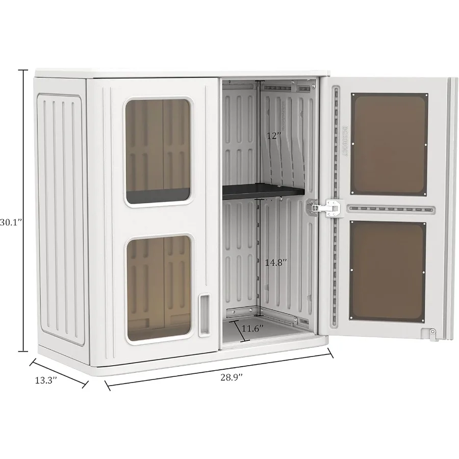 خزانة تخزين خارجية مثبتة على الحائط للمرآب وغرفة الغسيل مع هيكل من الراتنج المقاوم للماء تتضمن أبواب وقابلة للتعديل #3