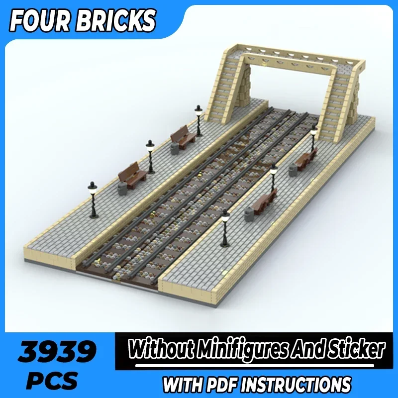 

Модель City Street View Moc, строительные кирпичи, поезд, станция, платформа, технология, модульные блоки, подарок, рождественские игрушки, наборы «сделай сам», сборка