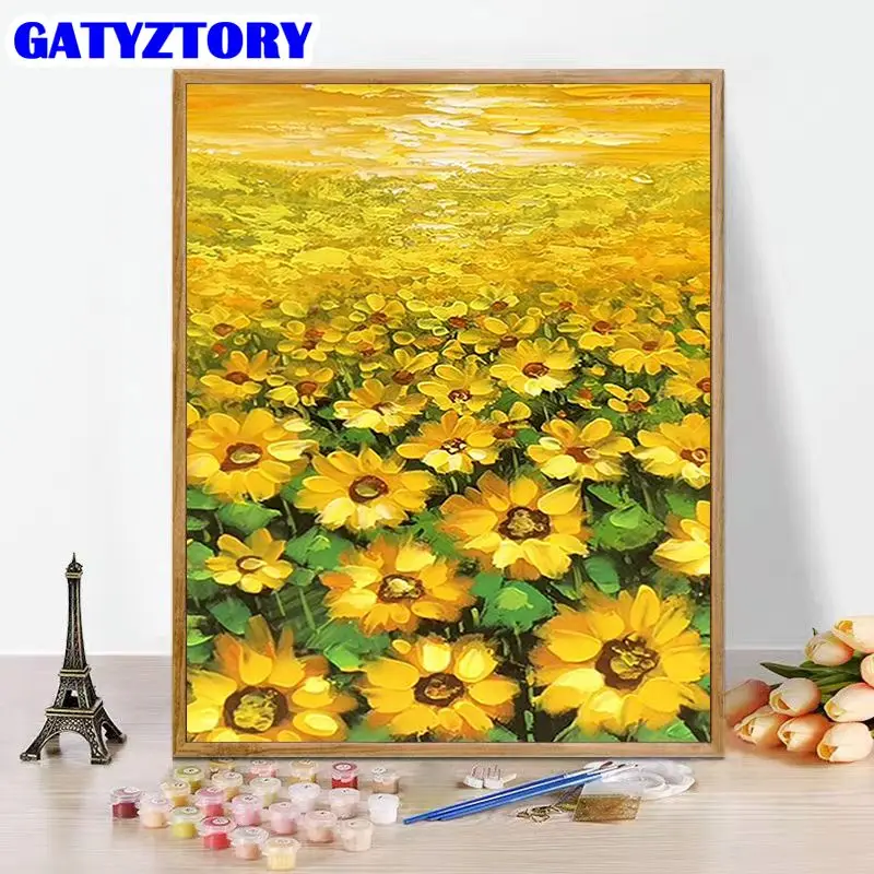 

GATYZTORY Pictures By Numbers For Adults Sunflowers Coloring By Number Flowers Paint On Canvas Home Decoration 40x50cm