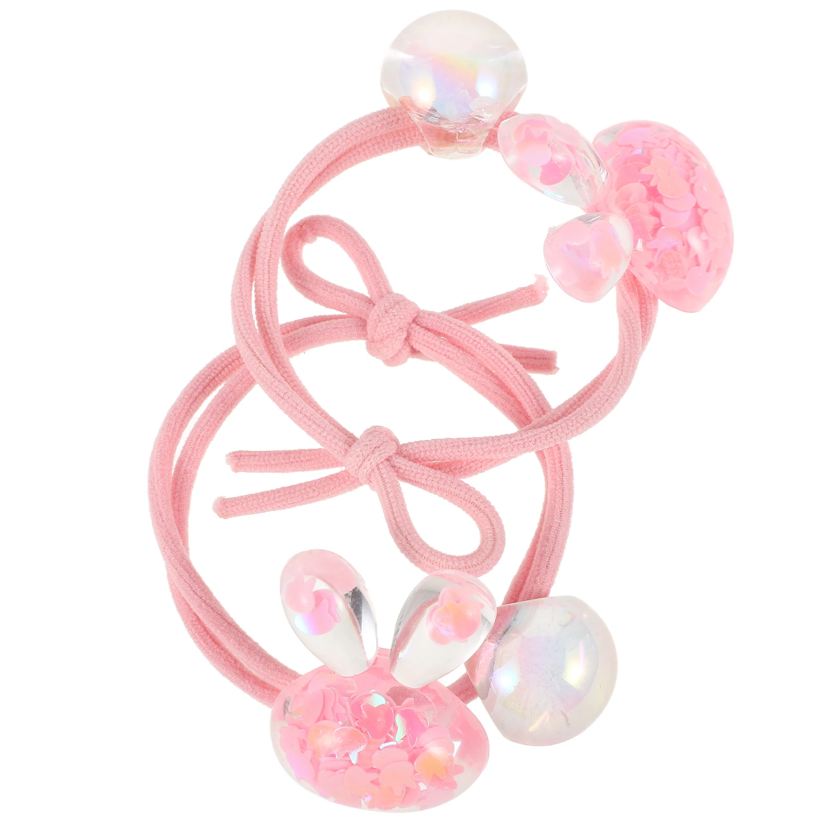

2 Pcs Rabbit Hair Ties Elastic Baby Girl Accessories High Elasticity Durable Kids Ponytail Holders Plastic Ear Style