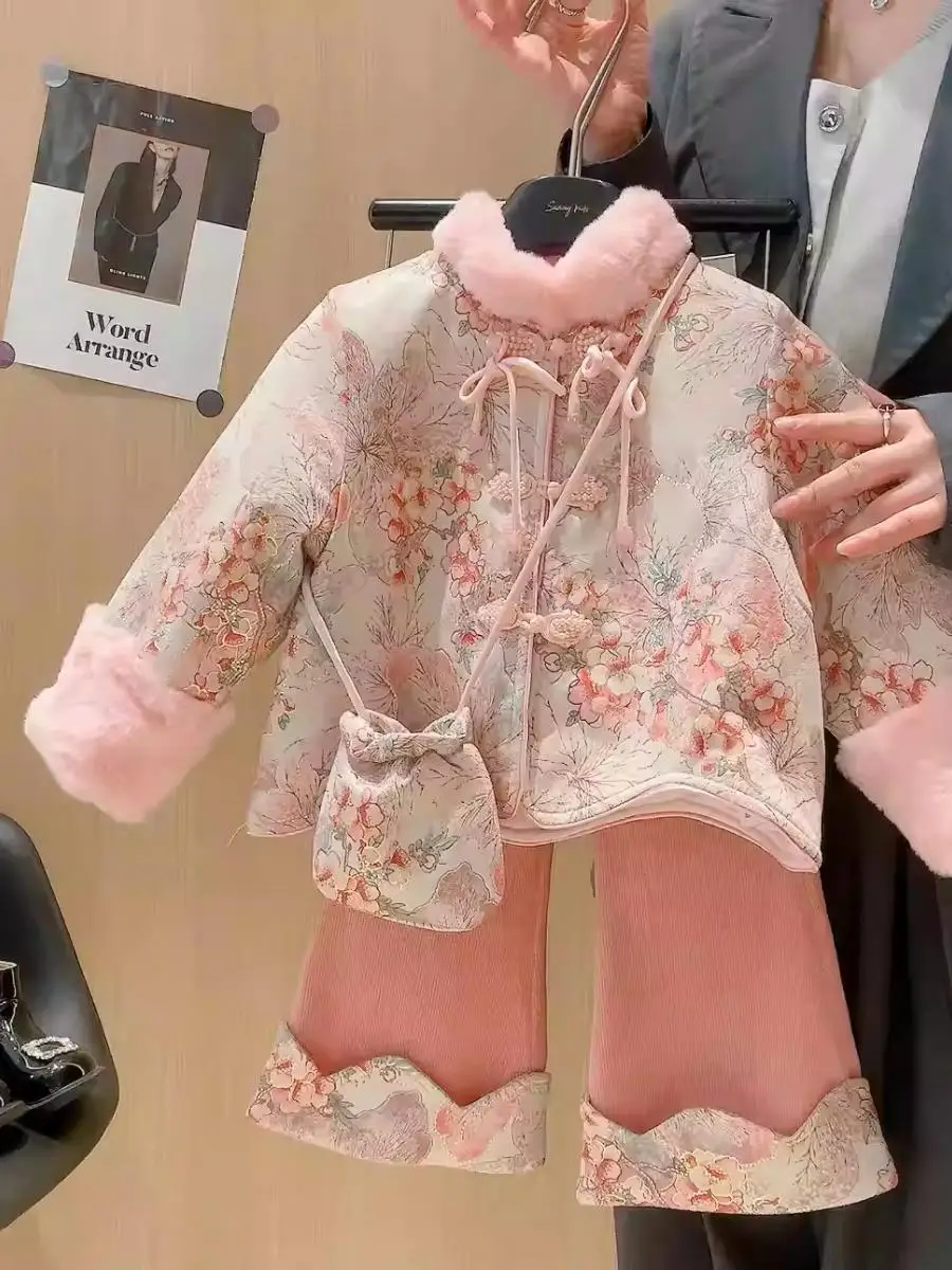 

Новый китайский наряд для девочек: костюм Тан (Ханьфу) с длинными рукавами и брюками, модный национальный стиль